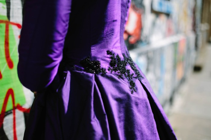 Purple wedding guest dress