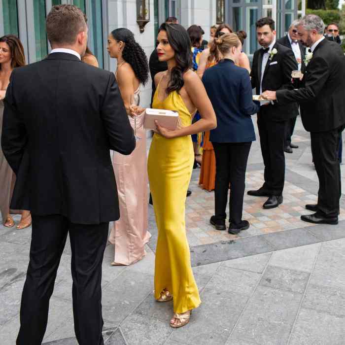 Yellow wedding guest dress