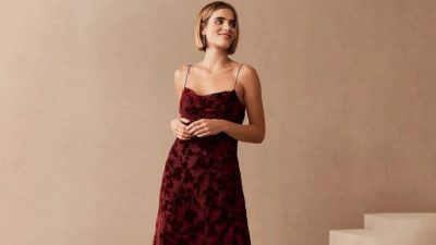 Velvet wedding guest dress