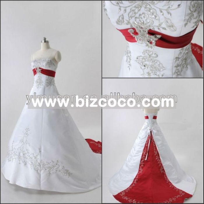 Red and white wedding dresses