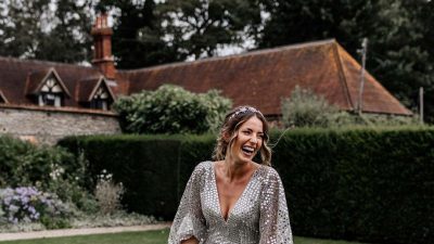 Wedding dress with silver